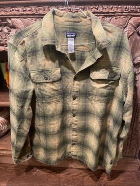 Patagonia Yellow-Green Plaid Flannel Shirt